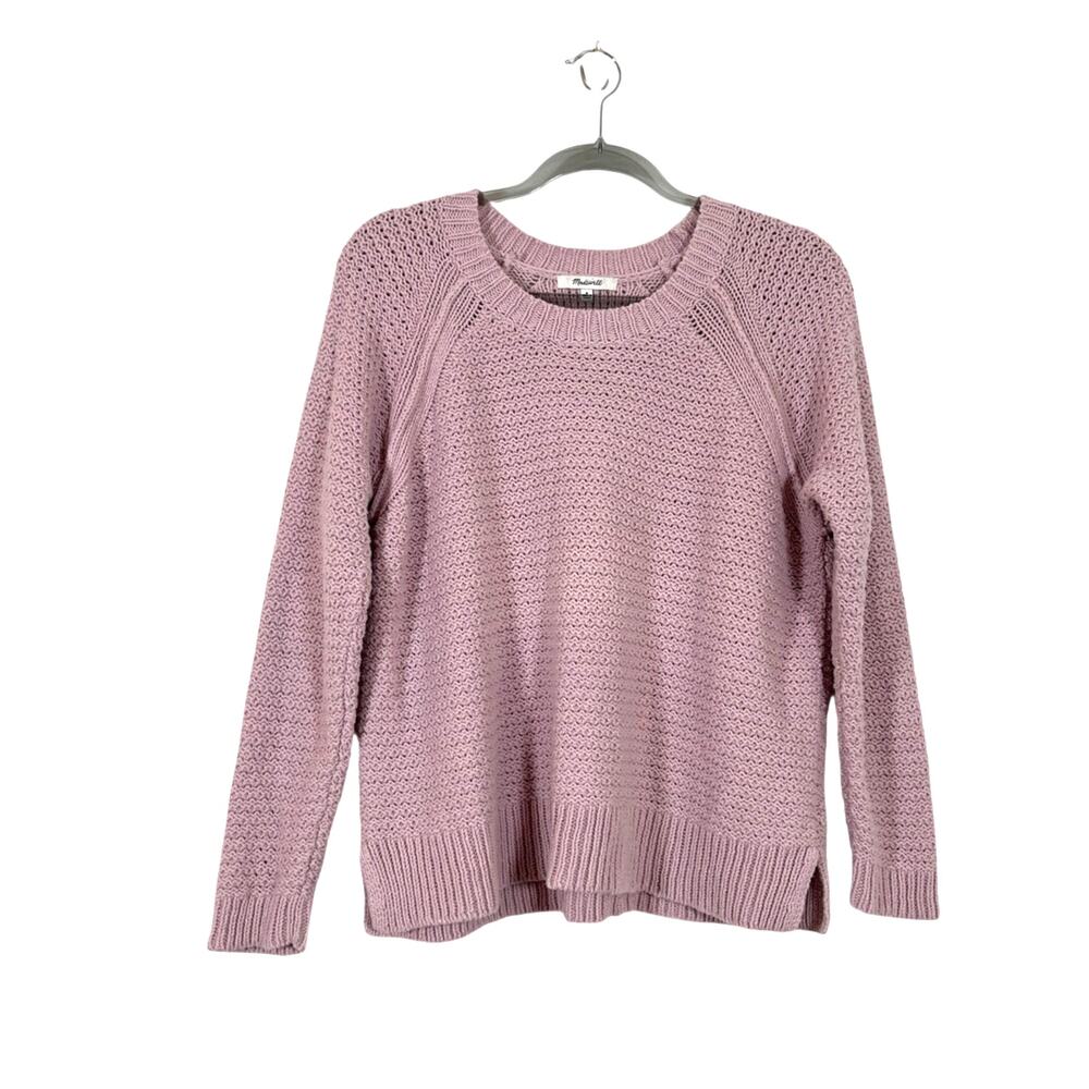Madewell Womens Open-Stitch Hopedale Pullover Sweater Lilac Sz Medium Fisherman